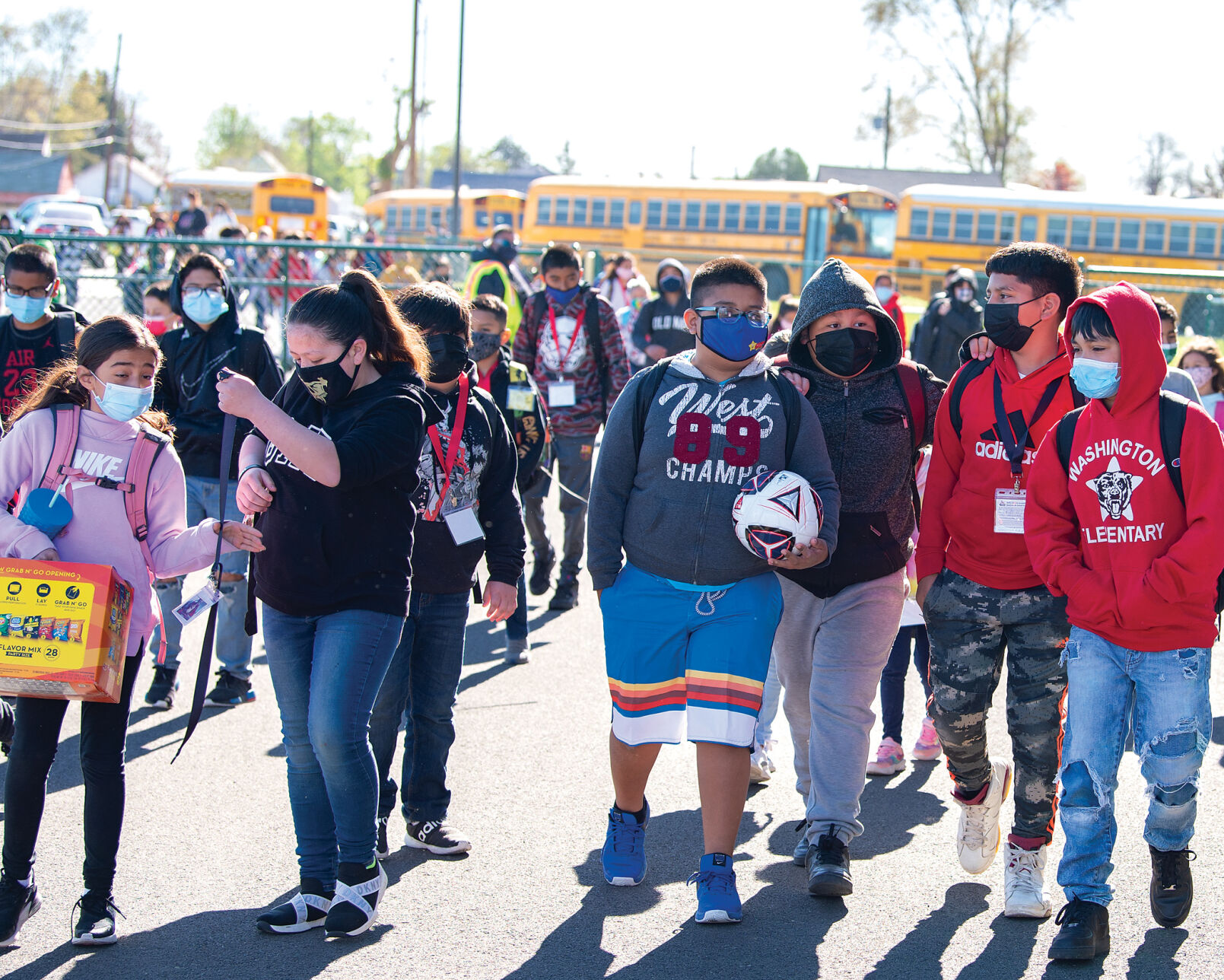 Students return to campus on a beautiful day